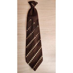 Vintage 1970 Tie Wide Brown Geometric Parachute Necktie Polyester Wembley Wemlon